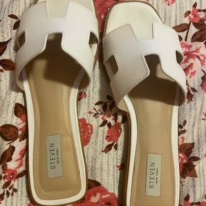 HADYN WHITE LEATHER SANDALS